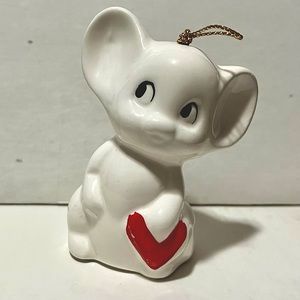 Vintage Bell Anthropomorphic Mouse W/ Red Heart Valentines MCM Hand Painted